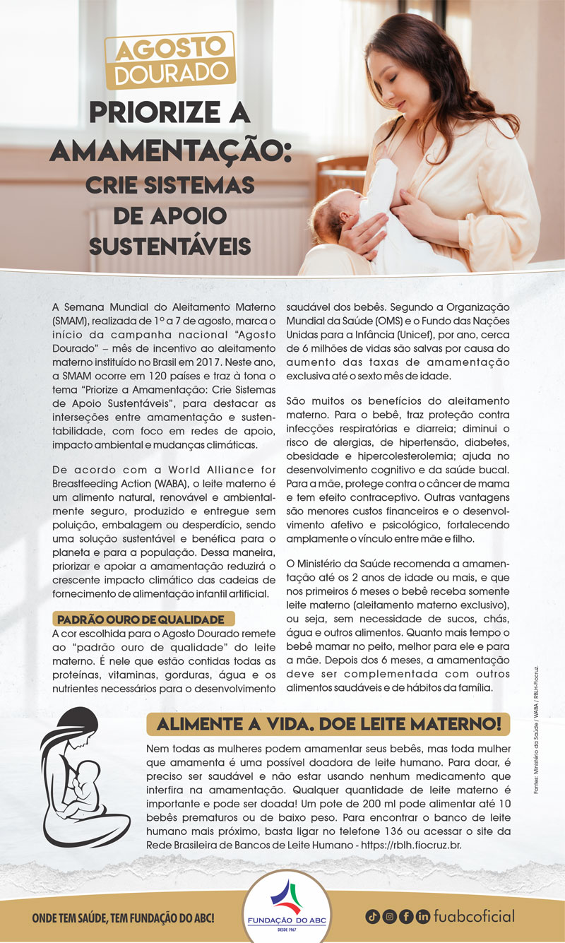 AGOSTO DOURADO

Priorize a Amamentação: Crie Sistemas de Apoio Sustentáveis