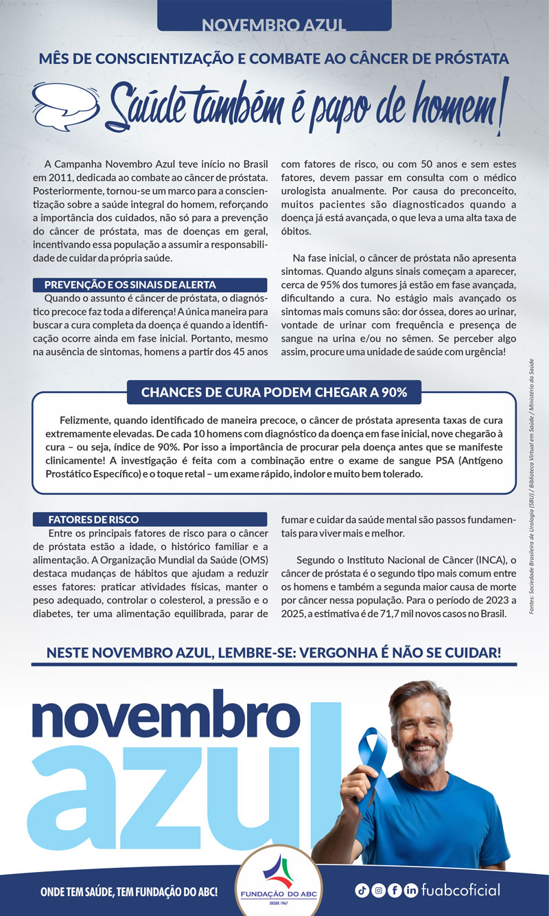 NOVEMBRO AZUL – Mês de Prevenção e Combate ao Câncer de Próstata